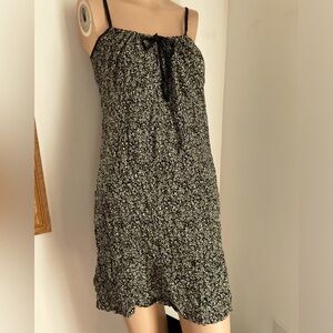 Fits S M vintage flower mini dress strappy tie front prairie boho stampede dress